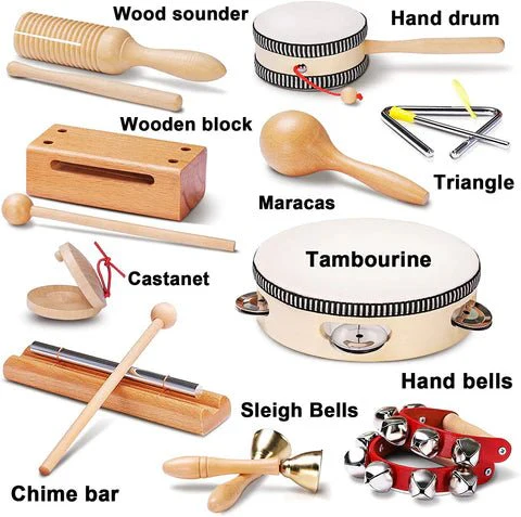 Montessori Wooden Music Instruments Set (10 Instruments) - Image 3