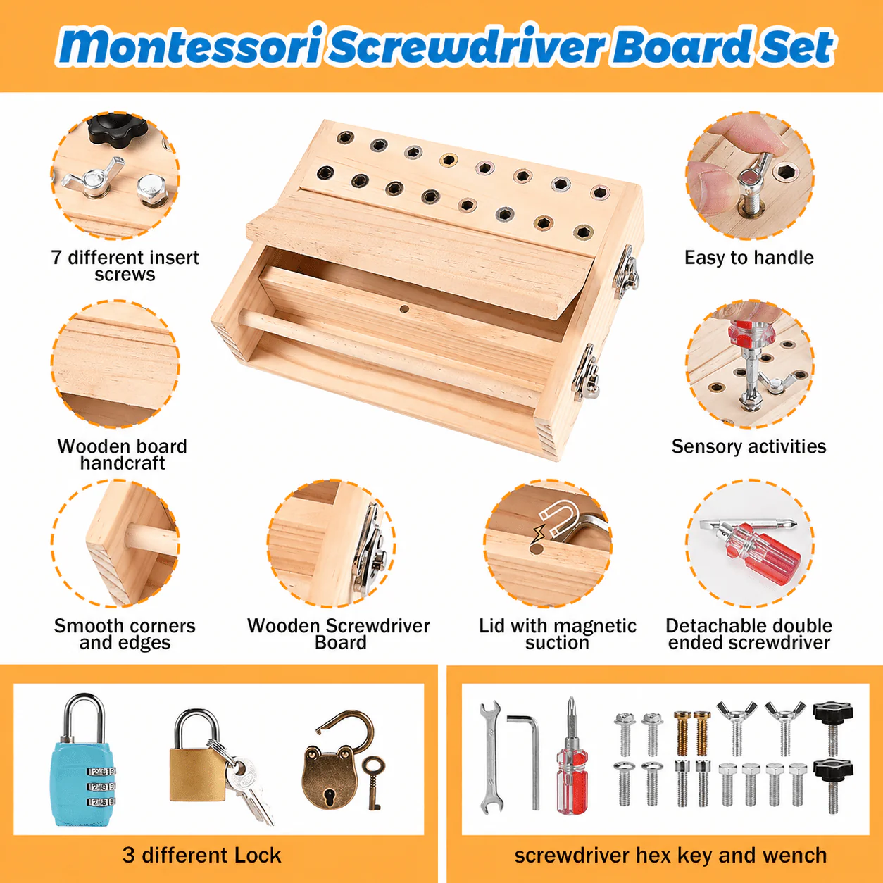 Montessori Screwdriver Board Set 18-in-1 - Image 3