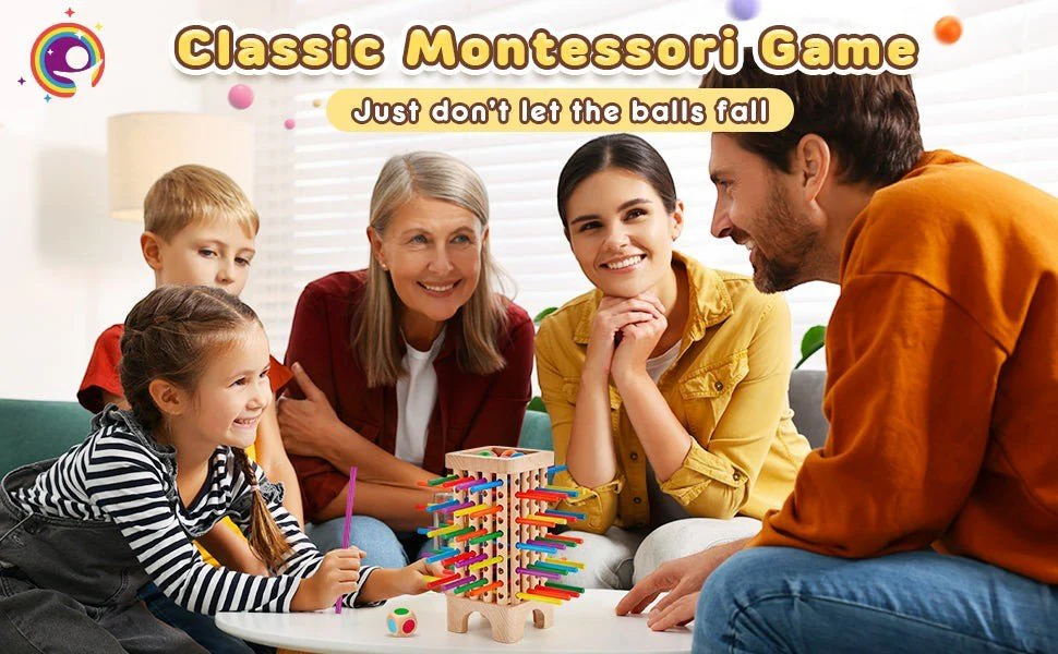 Montessori Stick Drop Tower Game - Image 3