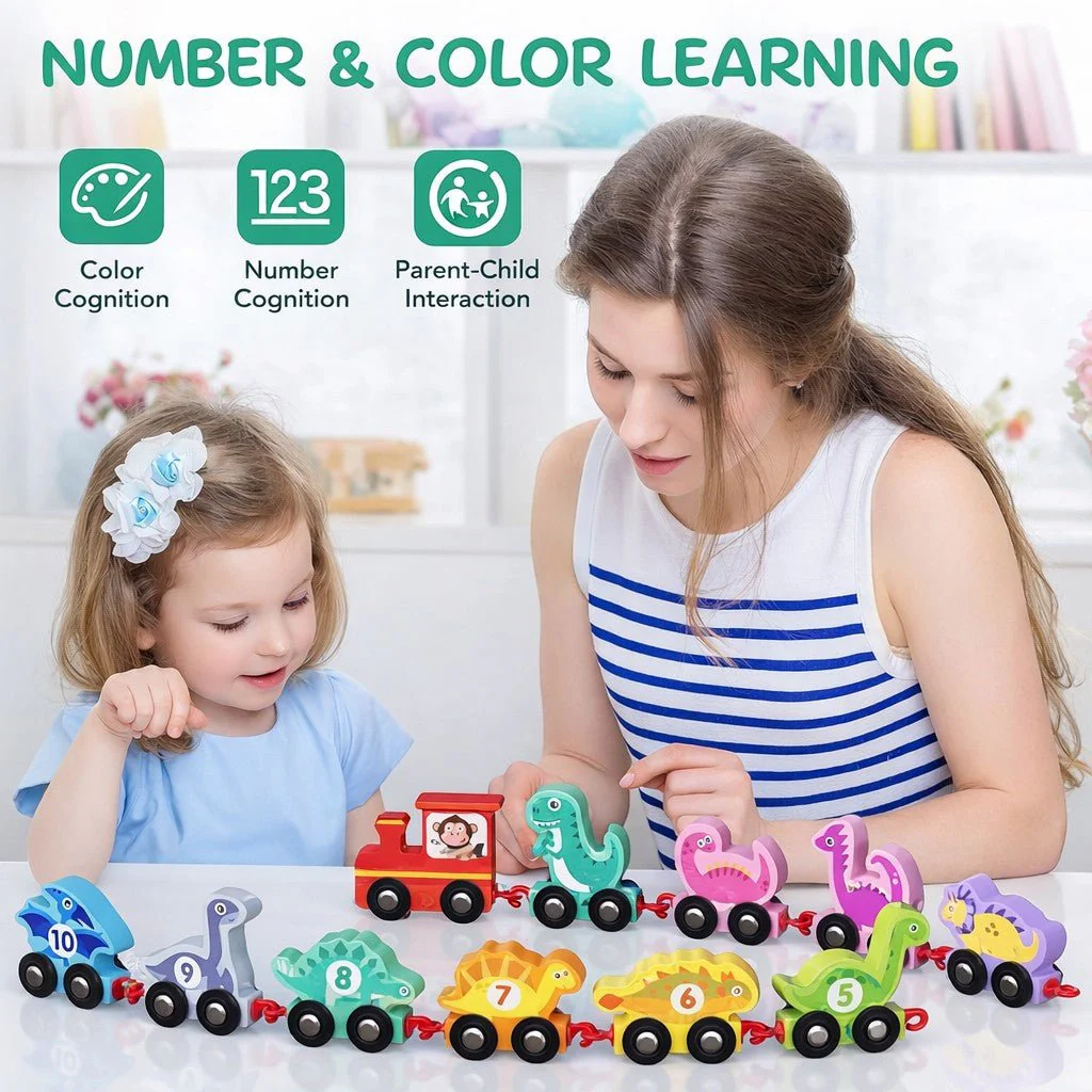 Montessori Wooden Dinosaur Train - Image 2