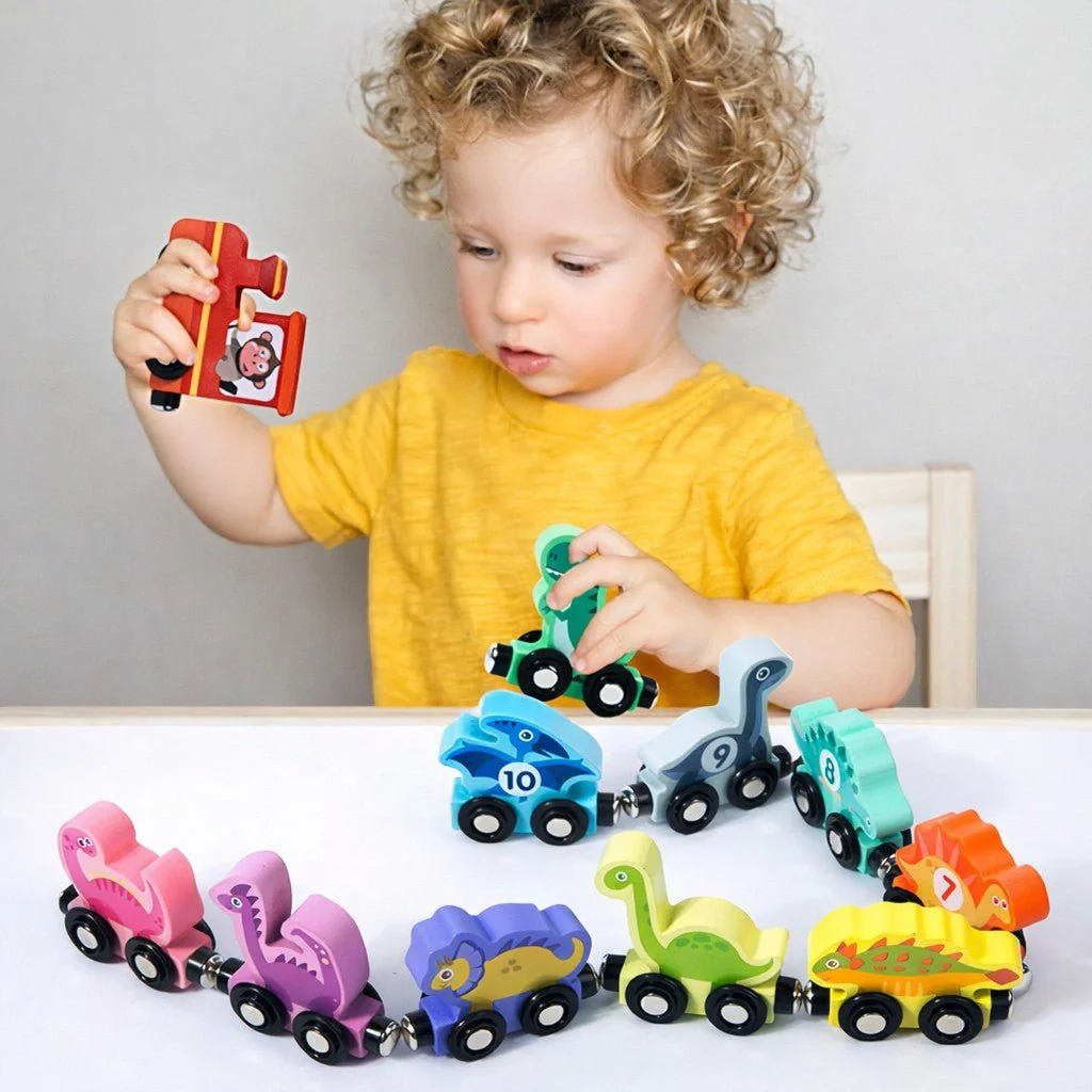 Montessori Wooden Dinosaur Train - Image 4