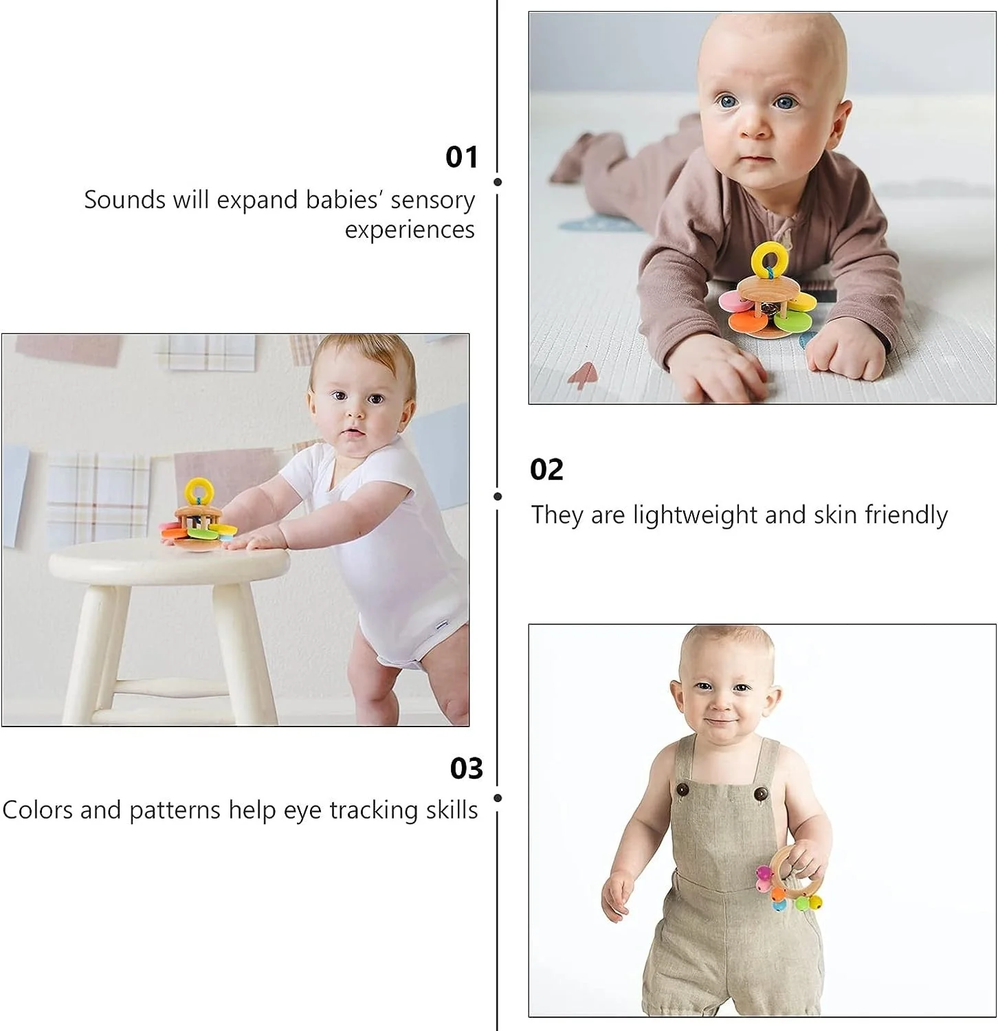 Montessori Wooden Rattles (4 Pack) - Image 3
