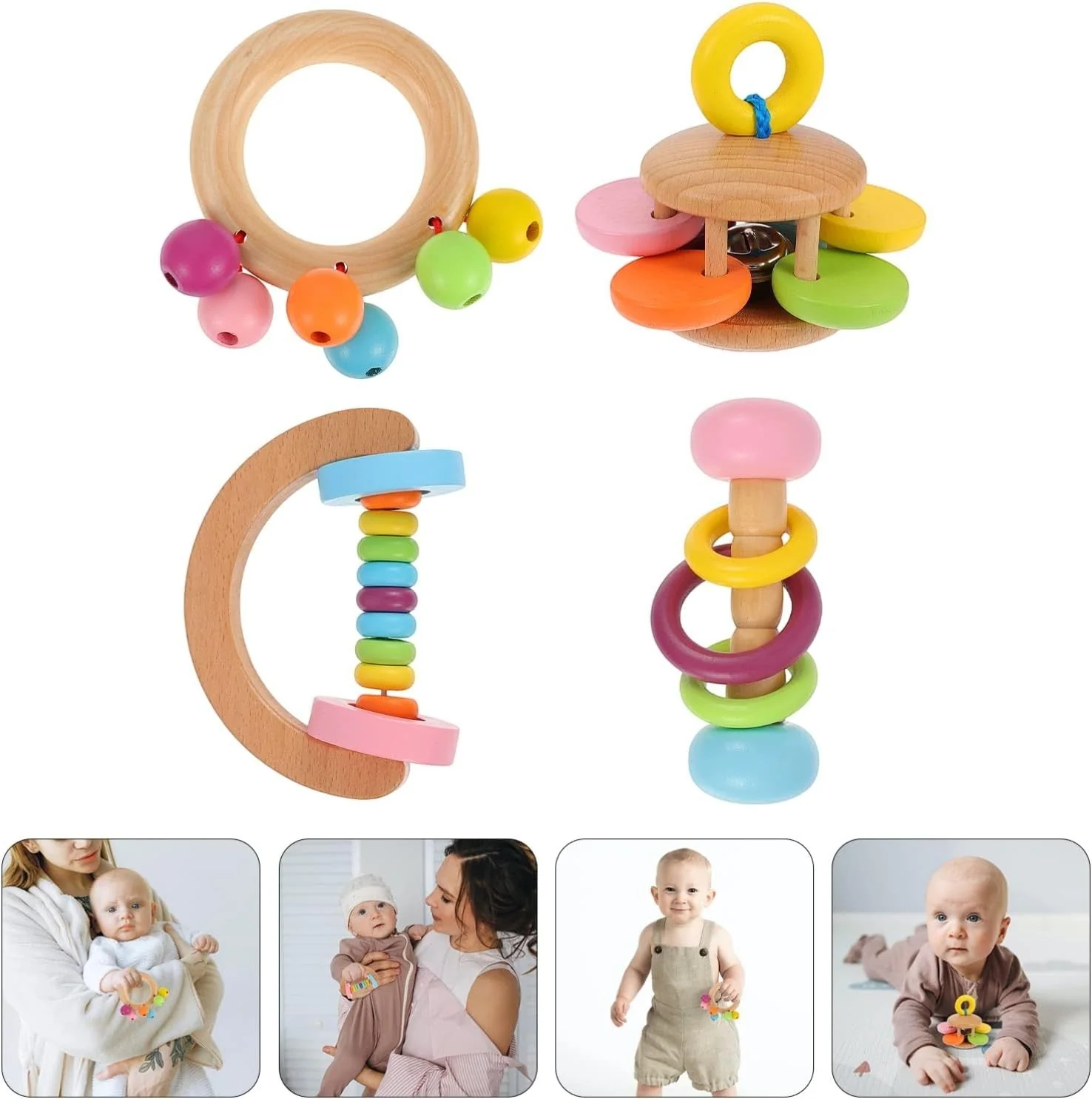Montessori Wooden Rattles (4 Pack) - Image 5